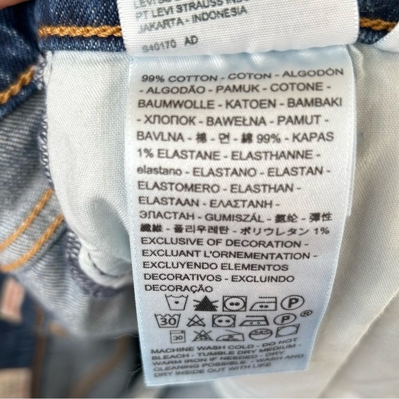 NEW Levi's Ribcage Shorts Button Fly Light Distressed Raw Hem Dark Blue Sz 29 - Picture 11 of 13